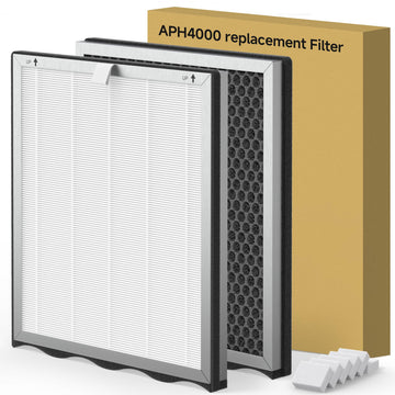 2 Packs Upgraded APH4000 Replacement Filter Compatible with KNKA APH4000 Air Purifier, 2-in-1 Main Filters and Activated Carbon Filter with Extra 6 Aroma Pads