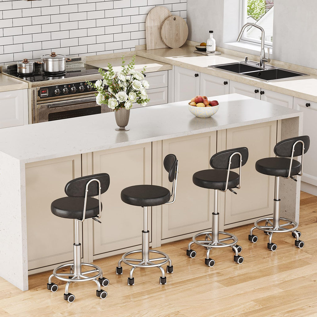 Hoobro Height Adjustable Rolling Stool, 360° Rotating Drafting Chair, Multi-purpose Office Desk Chair, Rolling Swivel Salon Stool Chair, for