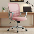 Sweetcrispy Home Office Chair, Mesh Office Chair, Lumbar Support, 18.5"D&Fixed Arm-Plus, Pink