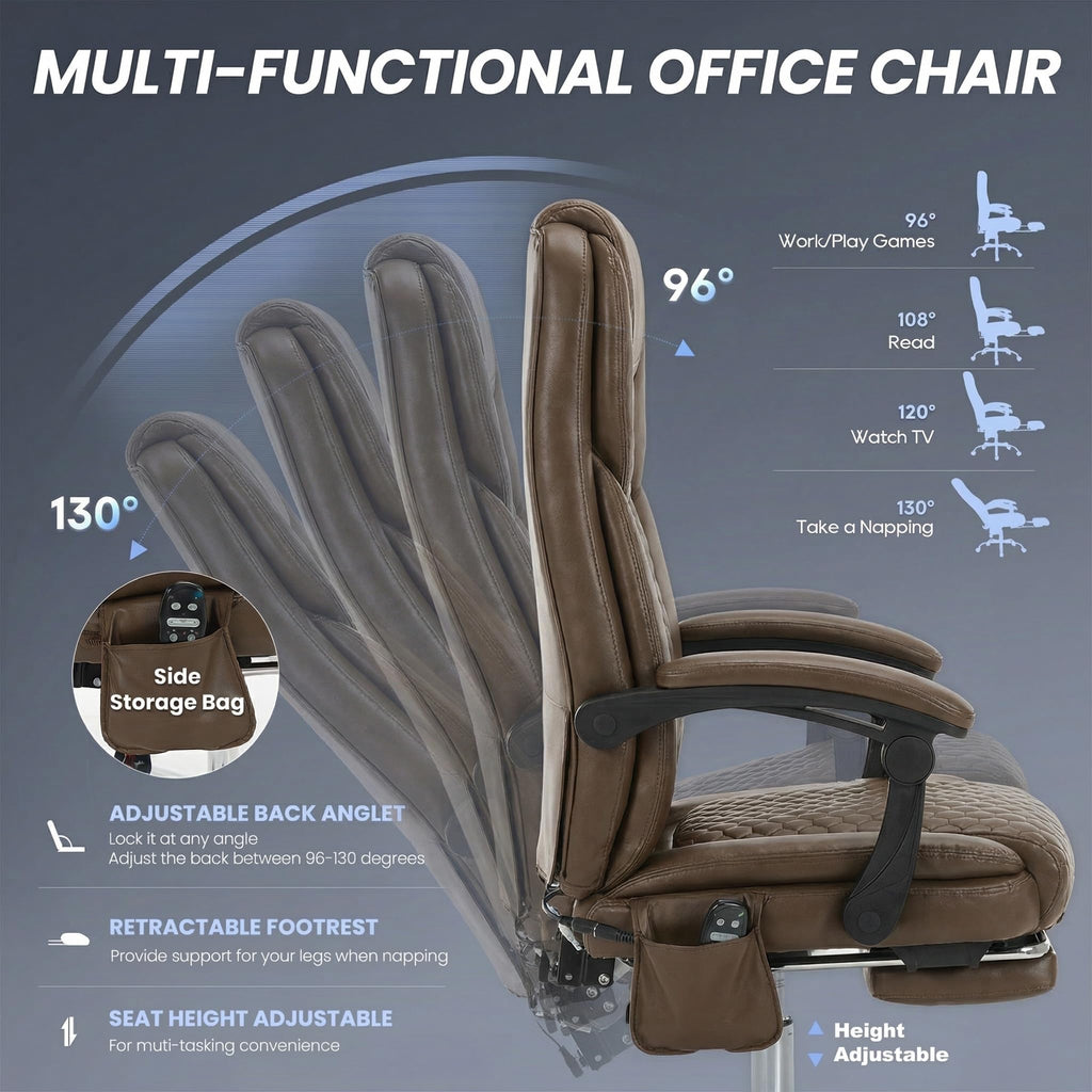Malol 300 Lbs Big and Tall Massage Office Chair Set of 2-3-level 65°c Targeted Heating, Easy Assembly Leather Desk Chair with Heat and