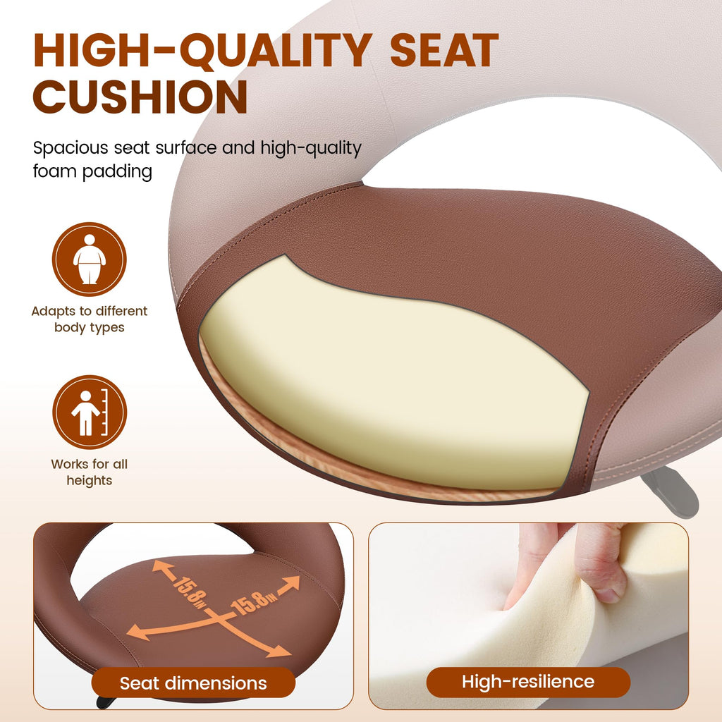 Stella Mia Rolling Bar Stool with Back & Footrest, Office Drafting Chair, 2 Pack, Brown
