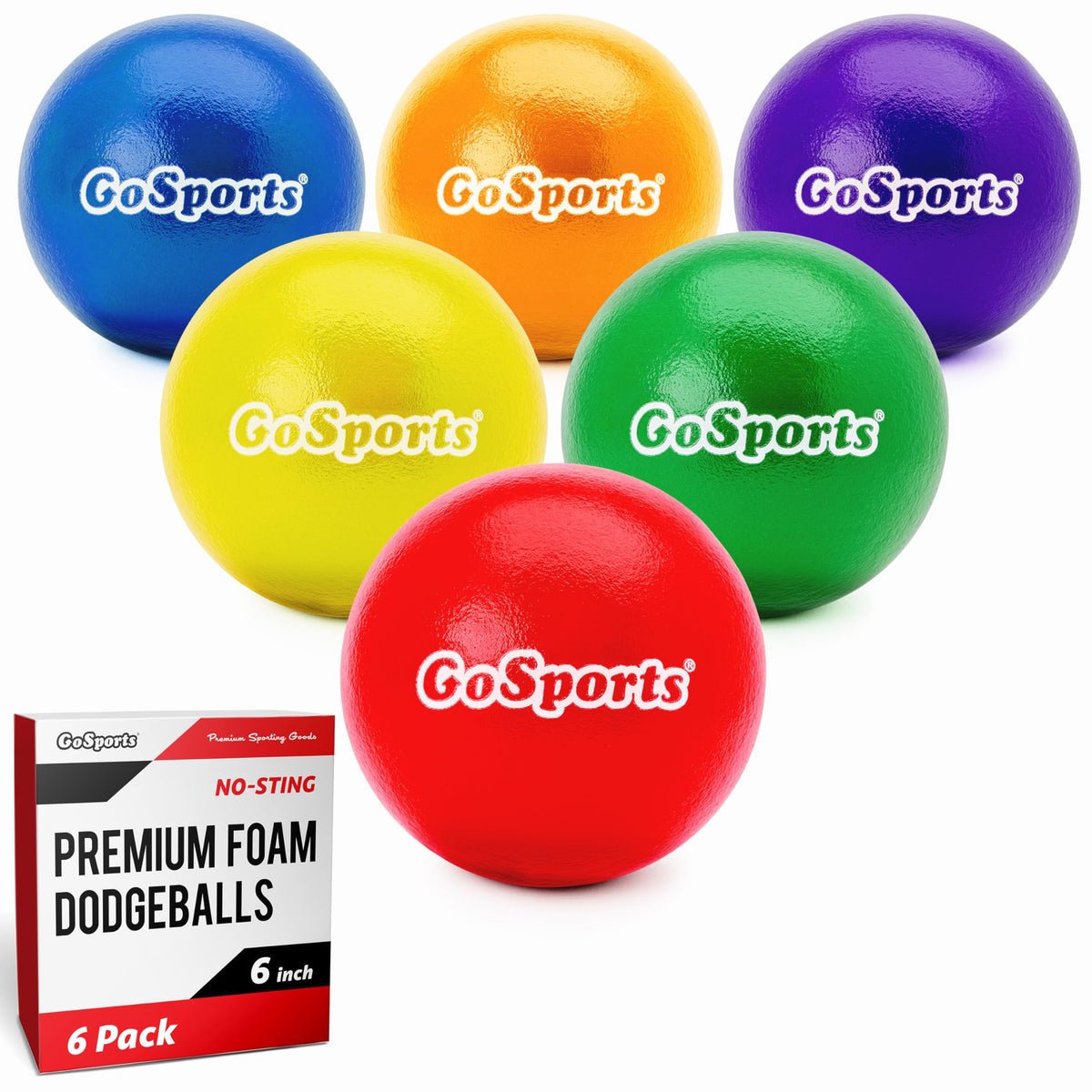 GoSports Soft Skin Foam Playground Dodgeballs - Set of 6 Includes Mesh Carry Bag