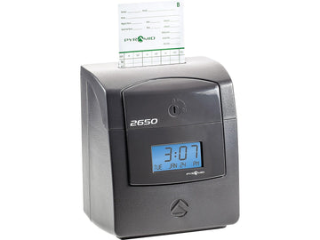Pyramid Time Systems - Pyramid Technologies 2650 Pro Auto Aligning Time Clock, Bundle Includes: 25 Time Cards, Ribbon and 2 Security Keys - Charcoal (5 "h x 7.25 "w x 8.5" d)