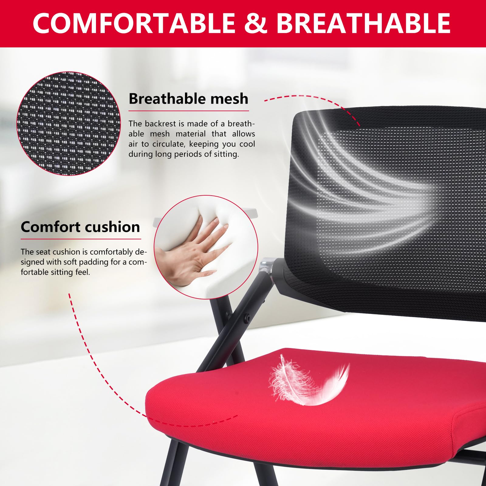 Brobriyo 1 Pack Conference Room Chairs with Wheels and Paddle, Ergonomic Mesh Back and Arms for Meeting, Conference, Reception, Training Room &