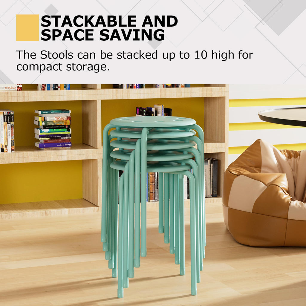 Vecelo 6-piece Stacking Stools, 17.7 Inch Standard Height, Portable Stackable Colorful Decoration Stools for School Classroom and Office Use,