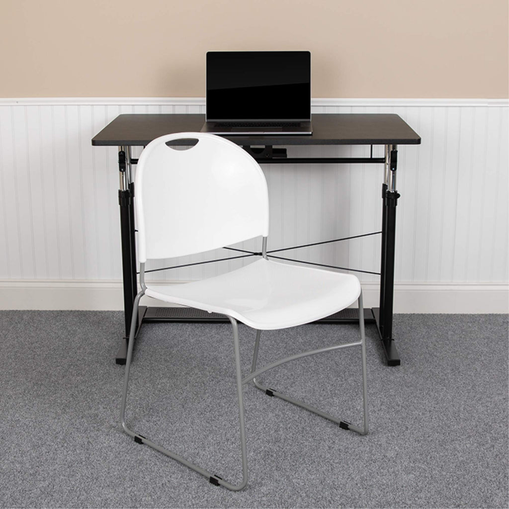 Flash Furniture Hercules Stack Chair, White, Set of 1, White Plastic/silver Frame
