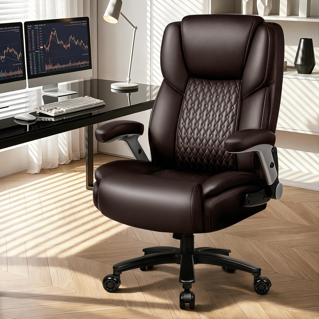 Vendorz Big and Tall Office Chair 600lbs, Ergonomic Executive Desk Chair with Adjustable Lumbar Support & Flip-up Armrests, High Back Heavy