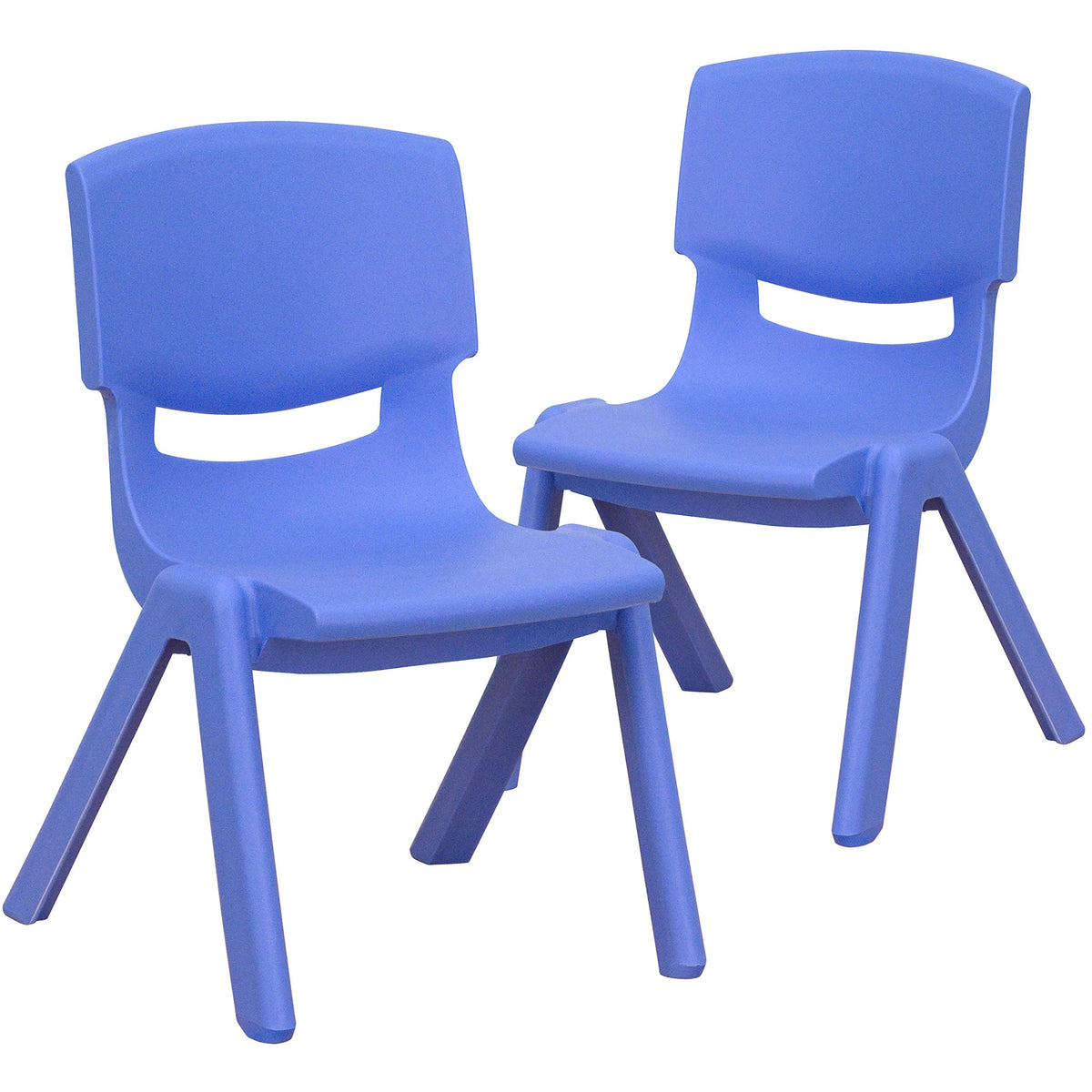 Emma + Oliver Blue Plastic Stackable School Chair, 10.5" Seat, 2-pack, 12.5"W x 14"D x 20"H