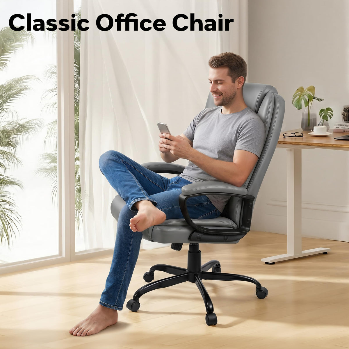 Vendorz Executive Office Chair, Ergonomic High Back Desk Chair with Lumbar Support, Adjustable Big and Tall Computer Chair, 360° Swivel, Pu
