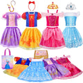 Meland Princess Dress Up for Girls 3-8, 4 Princess Outfits with Jewelry, Princess Role Play Toy Gift for Birthday & Christmas