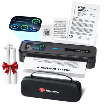 Phomemo M832D Portable Thermal Printer, A4 Touchscreen Bluetooth Inkless Printer for Home, 300dpi Mobile Printers Compatible with Phone & Laptop, Includes Carrying Bag & 3 Rolls A4 Size Thermal Sheet