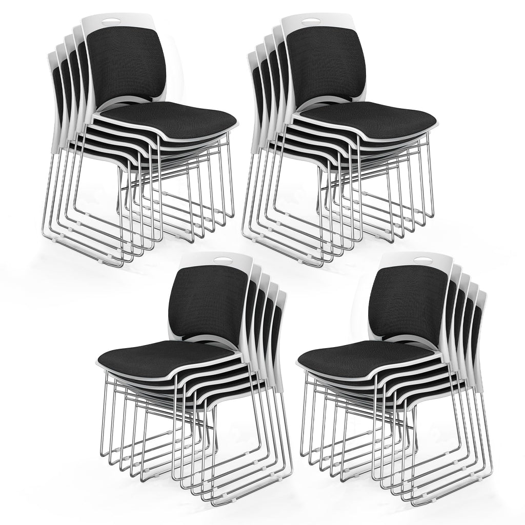 Vingli Stackable Plastic Mesh Padded Chairs for Office Set of 20, Black, 20 Pack