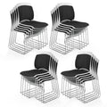 Vingli Stackable Plastic Mesh Padded Chairs for Office Set of 20, Black, 20 Pack
