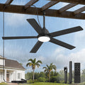 52'' Outdoor Ceiling Fan with Light, Black Gazebo Hanging Fans, Plug-in Ceiling Fans, IP65 Waterproof, 6-Speed DC Motor, Remote/APP Control, Dimmable 3CCT, Smart Ceiling Fans for Patio Porch Pavilion