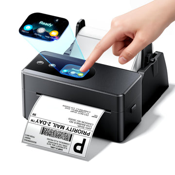 Phomemo Shipping Label Printer Upgraded with Touch Screen & Label Holder | 4x6 wireless thermal label printer for small business & shipping package, compatible with Amazon, Shopify, USPS