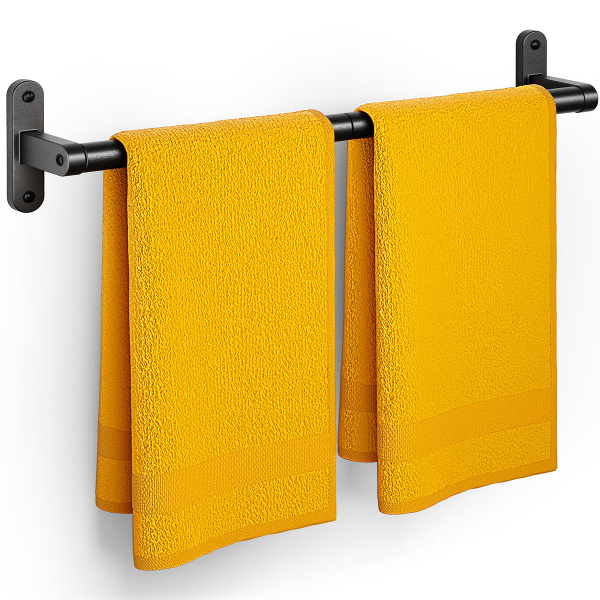 Powools Matte Black Towel Rack for Bathroom - 24" Rustproof Towel Holder, Sturdy Towel Bar Wall Mounted, Space-Saving Towel Hanger, Bathroom Accessories, Home Decor, Apparment Essentials