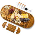 Extra Large Charcuterie Boards, 30'' x 13'' Acacia Cheese Board 3 Part Magnetic Long & Round Boards with Knive Set, Wine Opener & Cheese Marker, Unique Serving Tray for Birthday, Wedding Gift