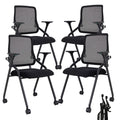 Blaneduo Updated Conference Room Chairs, Folding Office Desk Chair with Lumbar Support and Sliding Armrest with Casters, Stackable Office Guest