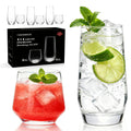 Drinking Glasses Set, 4 Highball Glasses 18 oz & 4 Stemless Rocks Glasses 13 oz,Glass Cups,Glassware Sets for Cocktail, Beer, Wine, Whiskey, Water & Juice Drinkware