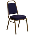 Flash Furniture Hercules Series Trapezoidal Back Stacking Banquet Chair in Navy Patterned Fabric - Gold Frame, Set of 1, Navy Patterned