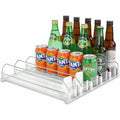 White Fridge Organizer, Automatic Can Dispenser & Drink Rack - Holds up to 25 Cans (12oz/16oz/20oz), Adjustable Gliding Soda & Beer Organizer for Refrigerator - Space Saving Kitchen Storage
