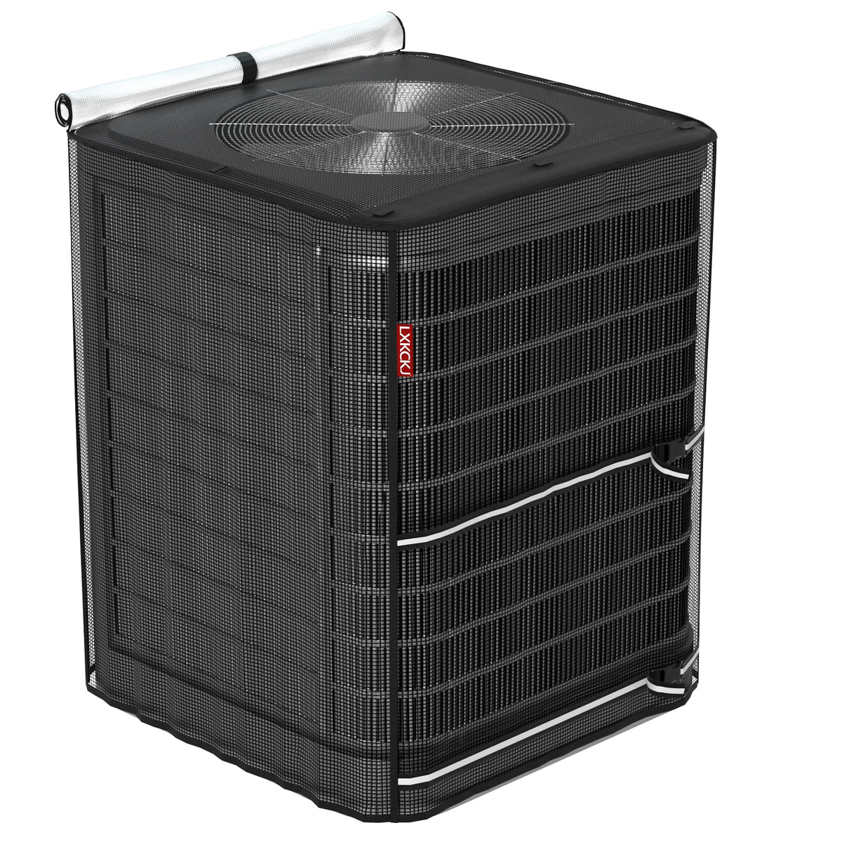 LXKCKJ Full Mesh Top Air Conditioner Cover for Outside Units- 2 in 1 Central Air conditioner Cover with 420D Waterproof Fabric and Textilene, Outdoor AC Covers Defender (Black-36x36x40)