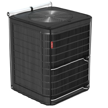 LXKCKJ Full Mesh Top Air Conditioner Cover for Outside Units- 2 in 1 Central Air conditioner Cover with 420D Waterproof Fabric and Textilene, Outdoor AC Covers Defender (Black-32x32x36)