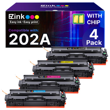 E-Z Ink 202A Compatible Toner Cartridge Replacement for HP 202A 202X CF500X CF500A to use with Color Pro MFP M281fdw M281cdw M281fdn M254dw M254 M281 (Black Cyan Yellow Magenta, 4-Pack)