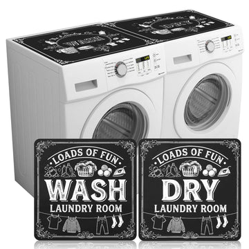 Teenyyou 2 Pcs Washer and Dryer Covers Top Protector Mat Non Slip Washing Machine Dustproof Quick Drying Protective Dust Cover Pad for Laundry Room Kitchen(26.5 x 26.5 Inch,Blackboard Bulletin)