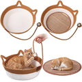 Novabright 2 Pack Handwoven Cat Basket Include 2 Pcs 16.5 x 13.8 x 5.5 Inch Breathable Cat Bed with Tail and 2 Pcs Cooler Mats, Scratchable Basket for Cats, Puppies, Rabbits, and Small Pets