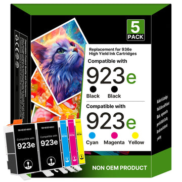 923XL 923 Ink Cartridges for HP Printers with Chip Replacement for HP 923XL Ink Cartridges Combo Pack for OfficeJet Pro 8135e 8130e 8139e 8138e 8122e 8120 8124e 8125e 8130 8132e 8134e Printer, 5 Pack