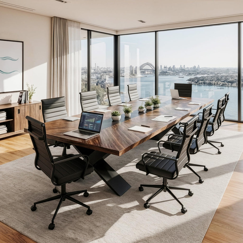 Okeysen Ergonomic Office Desk Chair, Modern Pu Leather Conference Room Chairs Ribbed, High Back Executive Swivel Rolling Chair for Home, Office