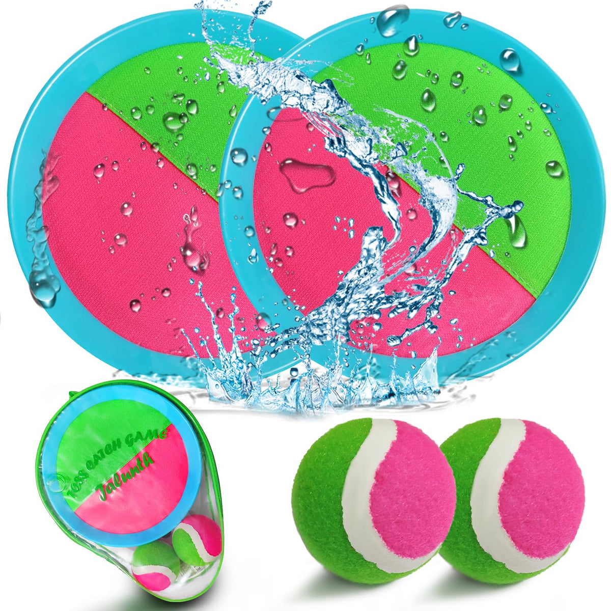 Jalunth Ball Catch Set Game Toss Paddle - Beach Toys Back Yard Outdoor Games Pool Backyard Target Throw Catch Sticky Set Age 3 4 5 6 7 8 9 10 11 12 Years Old Boys Girls Kids Easter Gifts Blue
