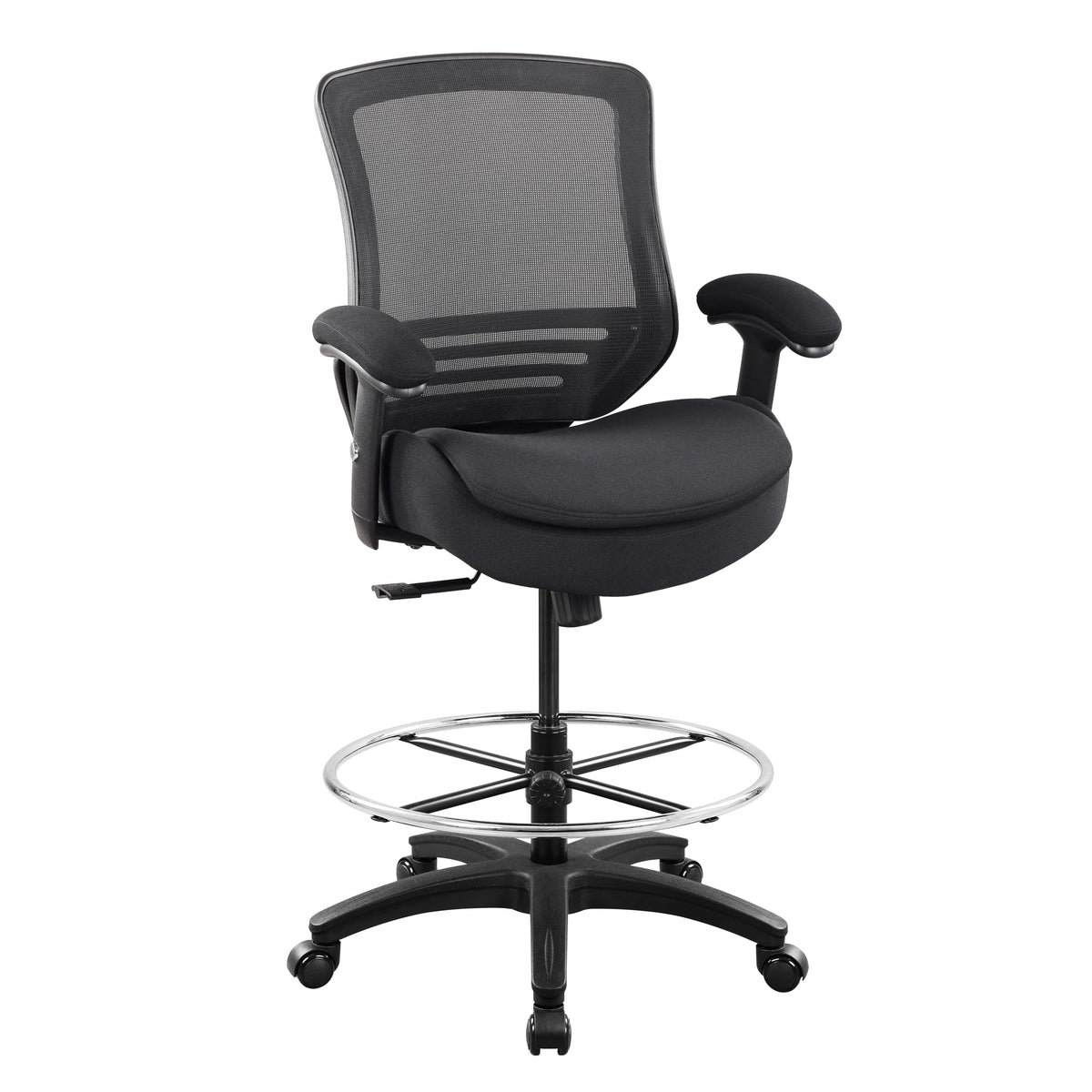 Boliss 400lbs Ergonomic Office Drafting Chair Mid Mesh Back for Height Adjustable Desk 21inch Foot Ring Height Adjustable Armrest (black) ?