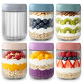 16oz Glass Overnight Oats Containers with Lids – 6 Pack, Ribbed Glass Mason Jars for Meal Prep, Glass Food Storage Containers for Chia Pudding, Yogurt, Snacks, Fruit & Vegetables, Milk
