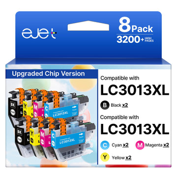 LC3013 Ink Cartridges BK/C/M/Y 8 Pack LC3013BK LC3011BK Compatible for Brother LC3013 Ink Cartridges LC3013XL LC3011XL LC3011 Work with Brother MFC-J497DW MFC-J491DW MFC-J690DW MFC-J895DW Printer