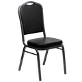 Flash Furniture Hercules Vinyl Crown Back Stackable Banquet Chair, Silver, Set of 1, Black Vinyl/silver Vein Frame