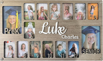 USA MADE-Custom School Picture Frame PreK to 12, Personalized Wooden School Years Photo Frame K-12 & Collage Frame,Graduation Picture Frame,Graduation Gifts & Decor,Christmas Gift