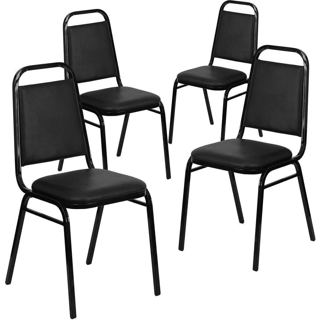 Flash Furniture Hercules Vinyl Banquet Chair, Black, 4-pack, Set of 4, Black Vinyl/black Frame