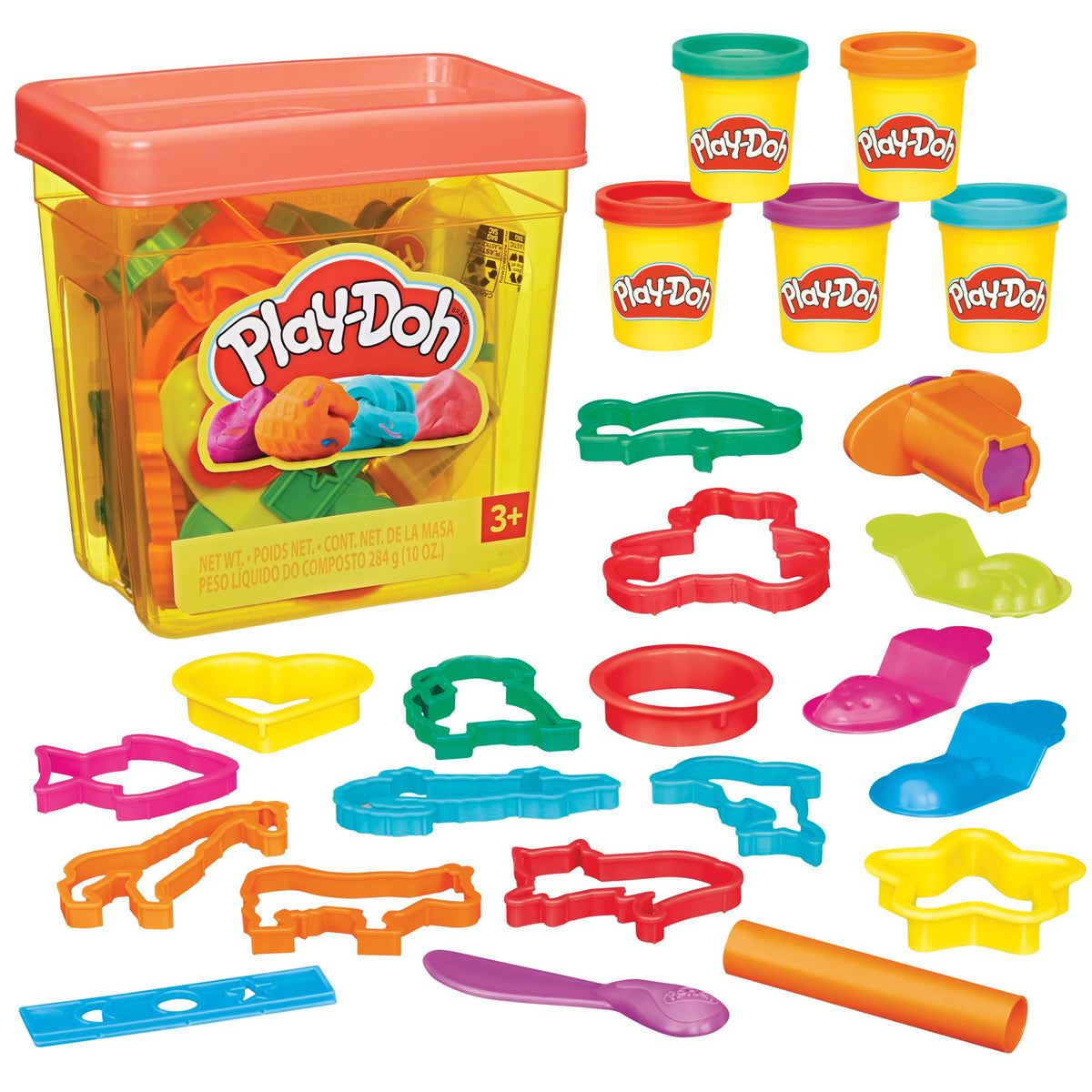 Play-Doh Fun Tub Set, 19 Accessories & Reusable Storage Container, Preschool Toys, Kids Arts & Crafts, Back to School Gifts, Ages 3+ (Fanci Exclusive)