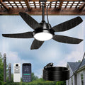42 Inch Outdoor Ceiling Fan with Lights, IP65 Waterproof, APP & Remote Control, Dimmable 3CCT LED, 6-Speed Quiet DC Motor, Hanging Gazebo Fan Black Plug in Ceiling Fan with Cord for Patios Porch