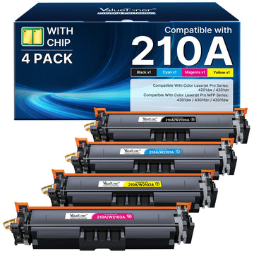 210A Toner Cartridges 4 Pack (with Chip) - Replacement for HP 210A 210X Toner Cartridges for HP Color LaserJet Pro MFP 4301fdw Toner, MFP Pro 4301fdn 4201dw 4201dn 4301 4201 Series Printer W2100A