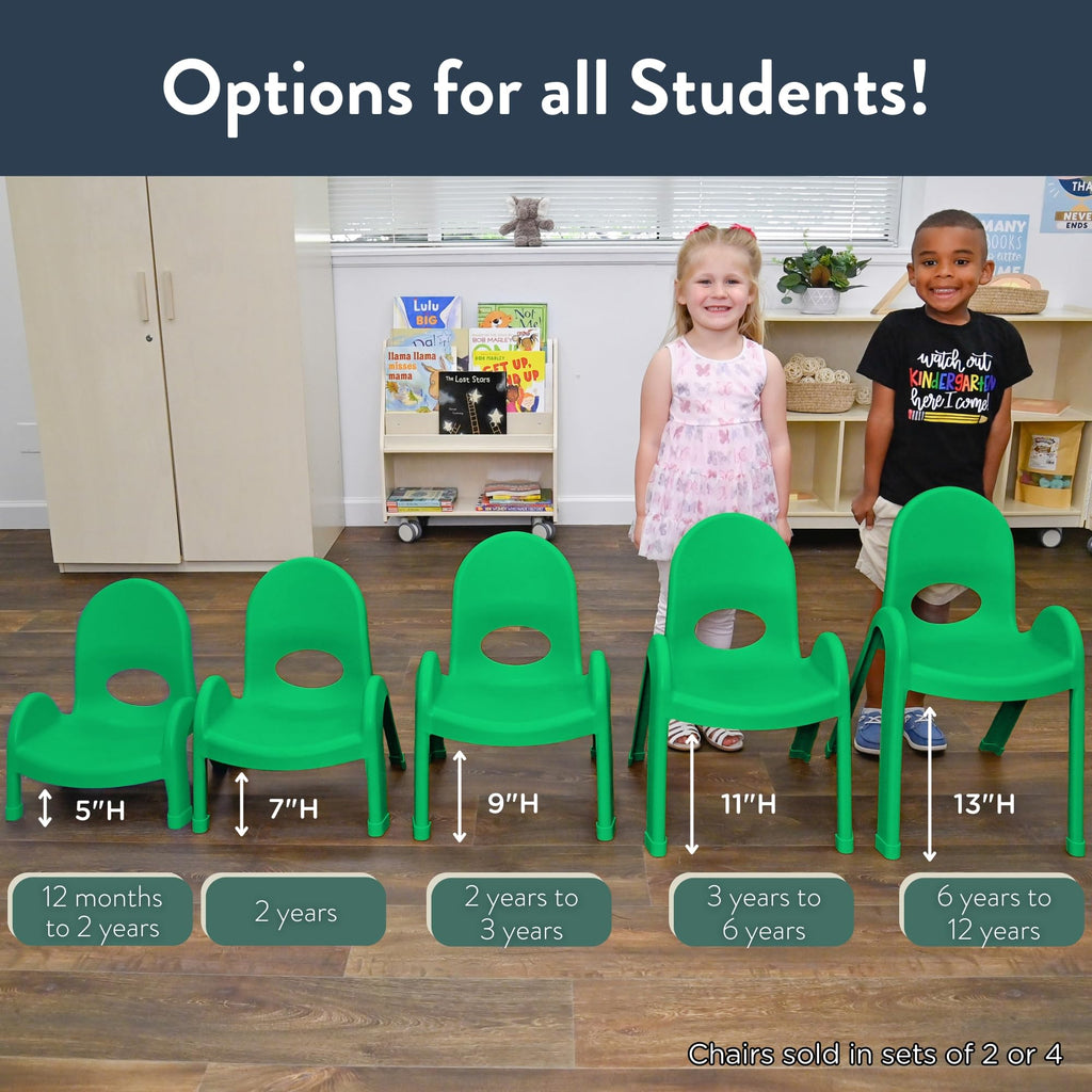 Angeles Value Stack 11" Child Chair, Shamrock Green, 4 Pack, Stackable Ergonomic Seating Solution for Classrooms and Homeschools