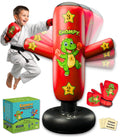CHOMPY Punching Bag for Kids 3-8: Dinosaur 48" Kids Punching Bag with Gloves - Inflatable Kid Boxing Toy Set - Dino Hands with 5 Star Targets for Karate, Taekwondo - Gifts for Boys and Girls