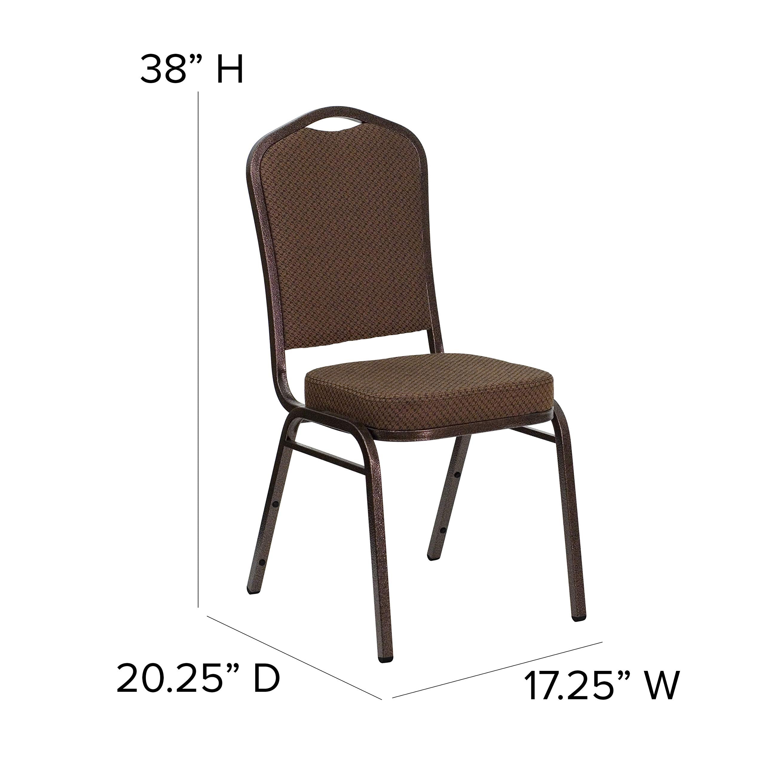 Flash Furniture Hercules Fabric Crown Back Stackable Banquet Chair, Brown, Set of 1, Brown Patterned Fabric/copper Vein Frame