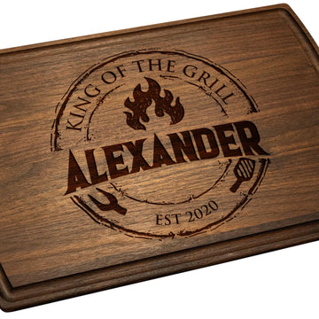 Custom Engraved Wood BBQ Cutting Board for Men