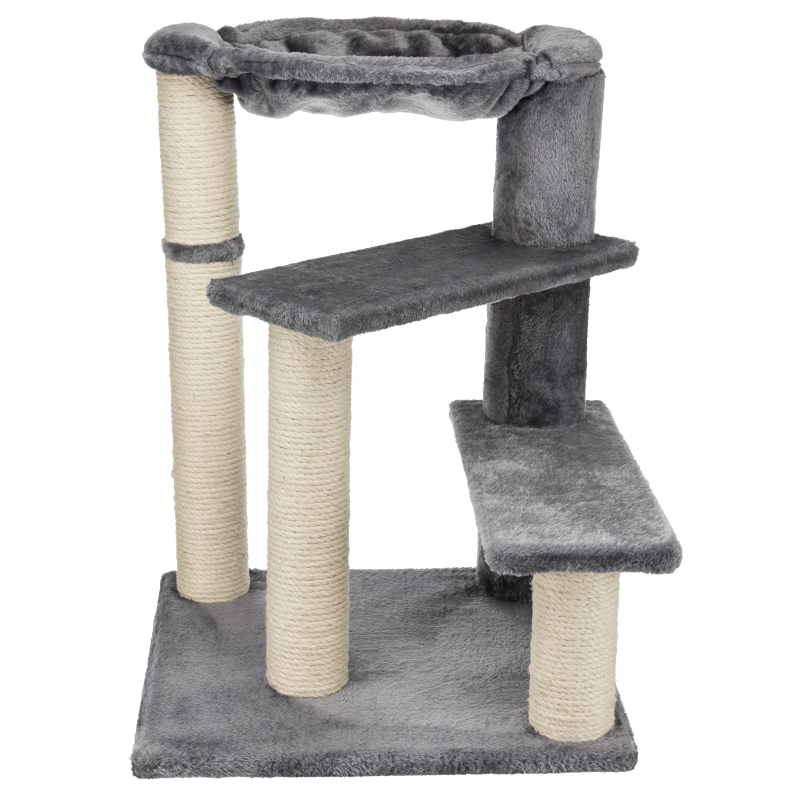TRIXIE Baza Senior Cat Tree with Hammock and Steps | Scratching Posts | Cat Playground | Gray Medium