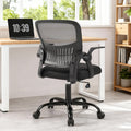 Sweetcrispy Home Office Managerial Executive Chair, Flip Up Armrest Ergonomic Mesh Adjustable Swivel Mid-back Computer Desk Chair with