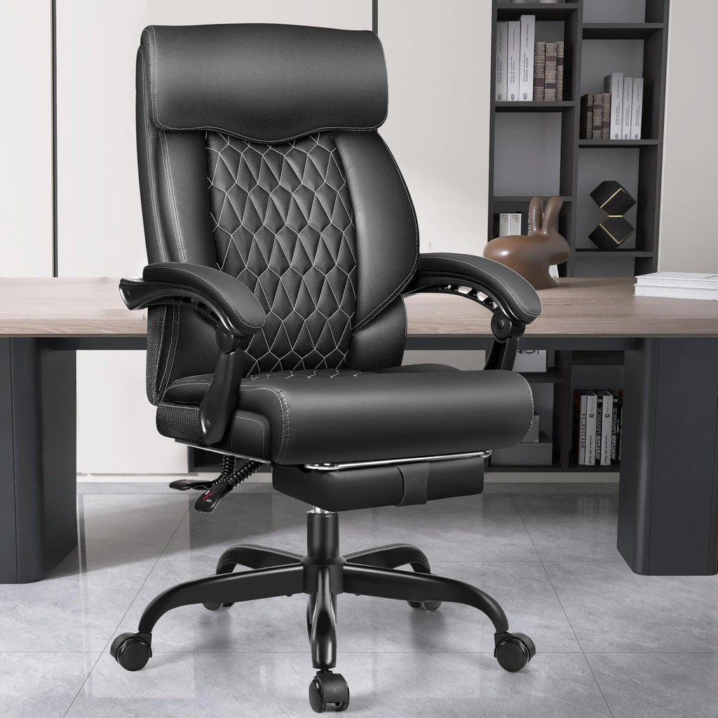 Office Chair, Big and Tall Office Desk Chair, Reclining Office Chair with Footrest Home Office Desk Chairs, High Back Ergonomic with Lumbar