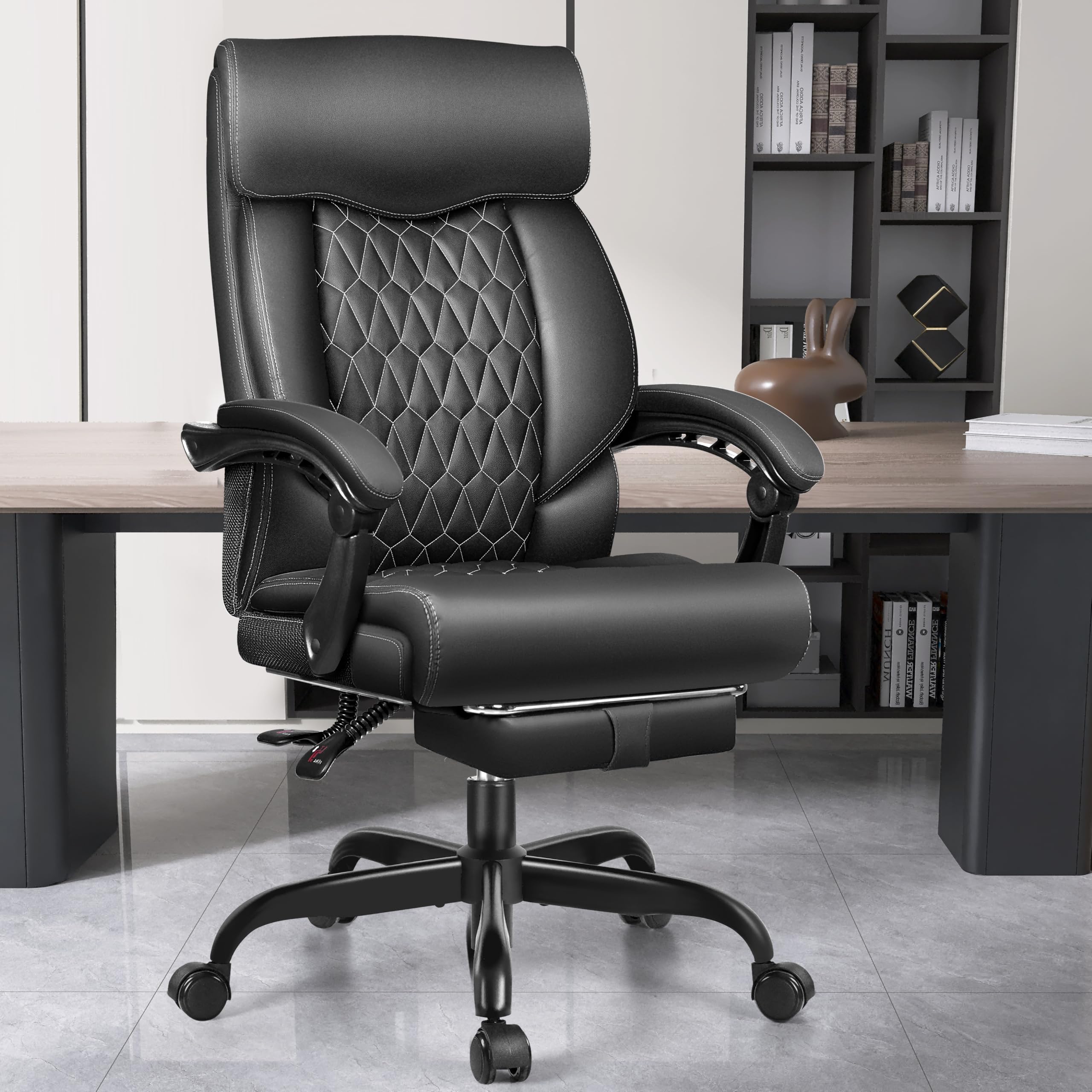 Office Chair, Big and Tall Office Desk Chair, Reclining Office Chair with Footrest Home Office Desk Chairs, High Back Ergonomic with Lumbar